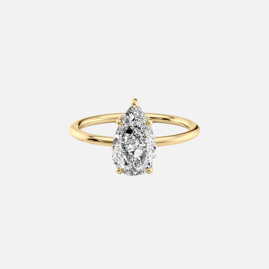 The Solitaire Margot Pear Moissanite Ring 14k Yellow Gold 001