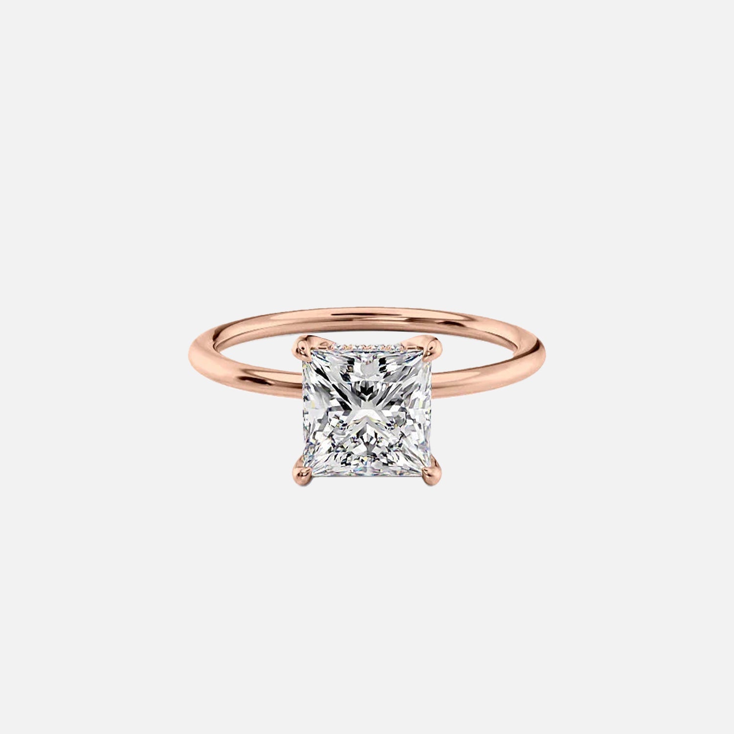  The Solitaire Margot Princess Moissanite Ring 14k Rose Gold 001
