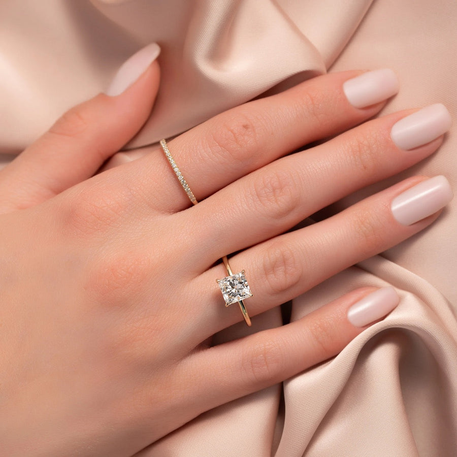  The Solitaire Margot Princess Moissanite Ring 14k Yellow Gold 003