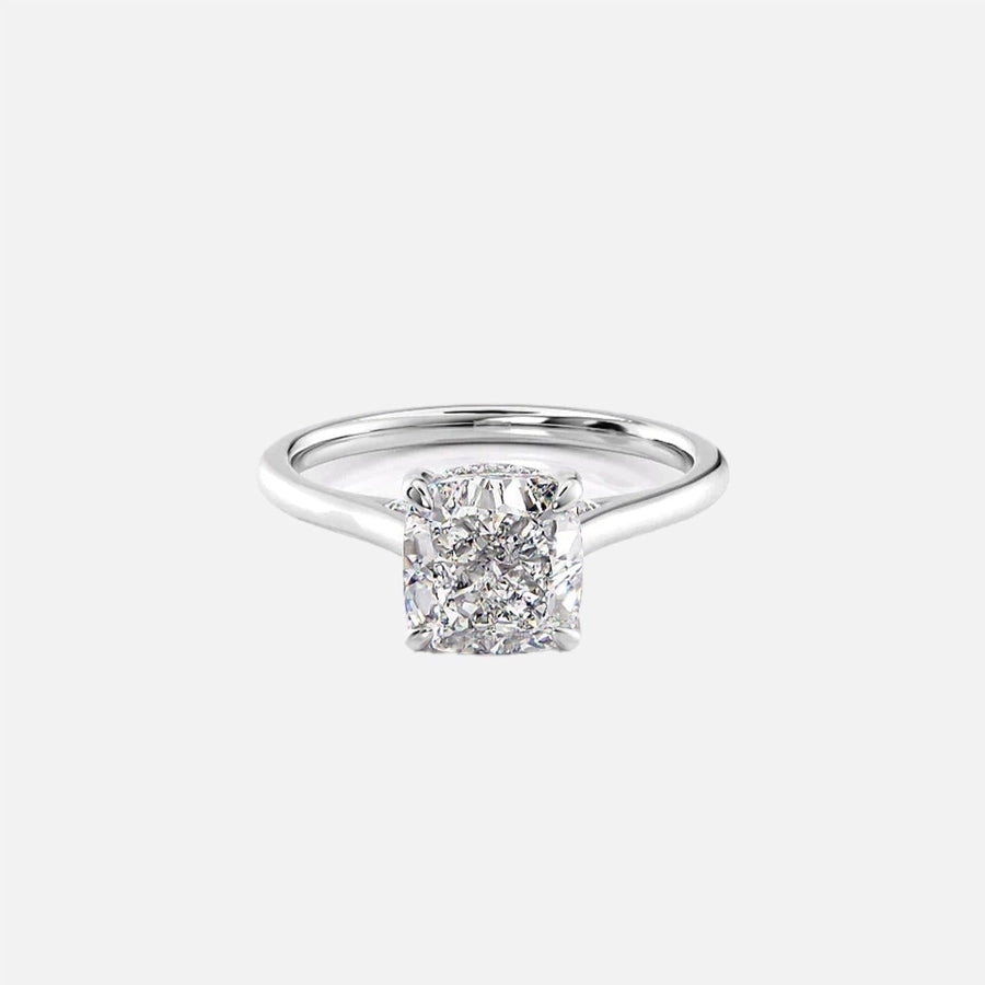  The Solitaire Natalie Cushion Lab Diamond Ring 18k White Gold 001
