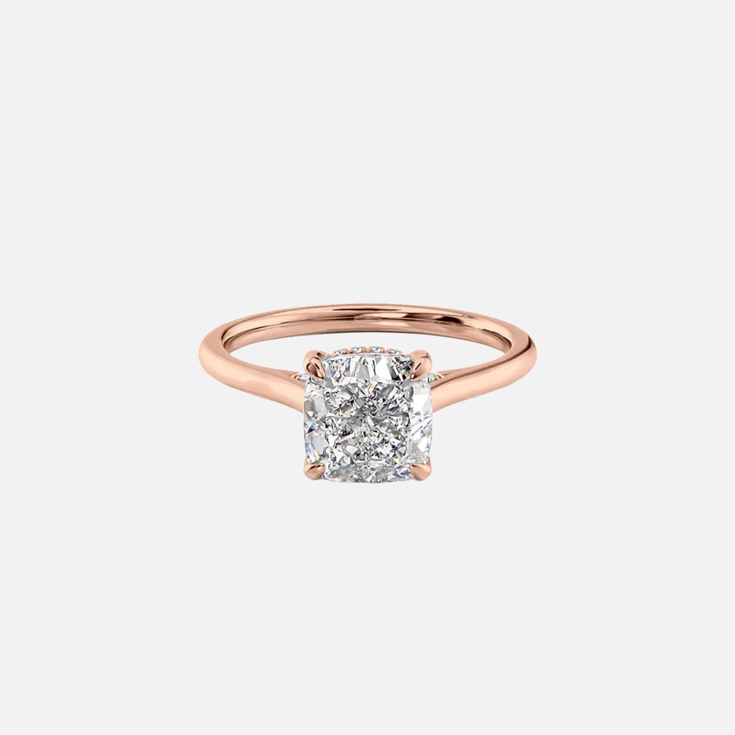  The Solitaire Natalie Cushion Moissanite Ring 14k Rose Gold 001