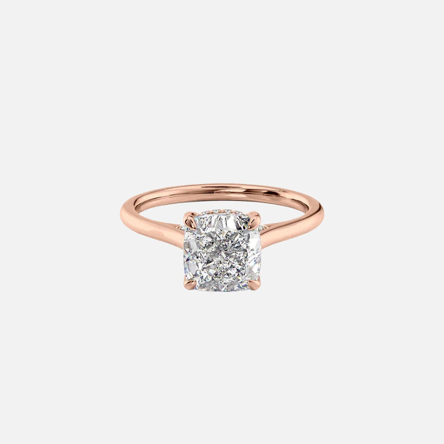  The Solitaire Natalie Cushion Moissanite Ring 14k Rose Gold 001
