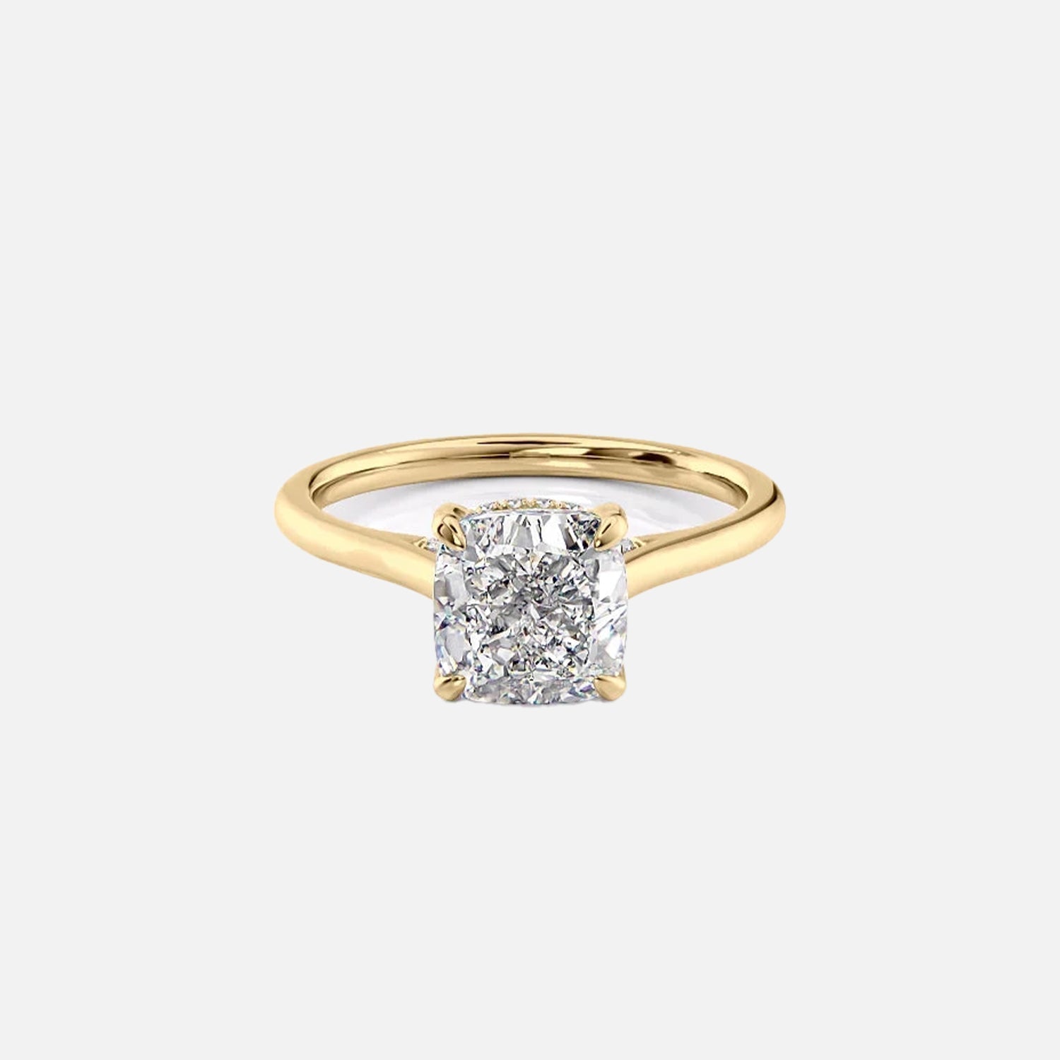 The Solitaire Natalie Cushion Moissanite Ring 14k Yellow Gold 001