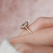  The Solitaire Natalie Emerald Moissanite Ring 14k Rose Gold 004