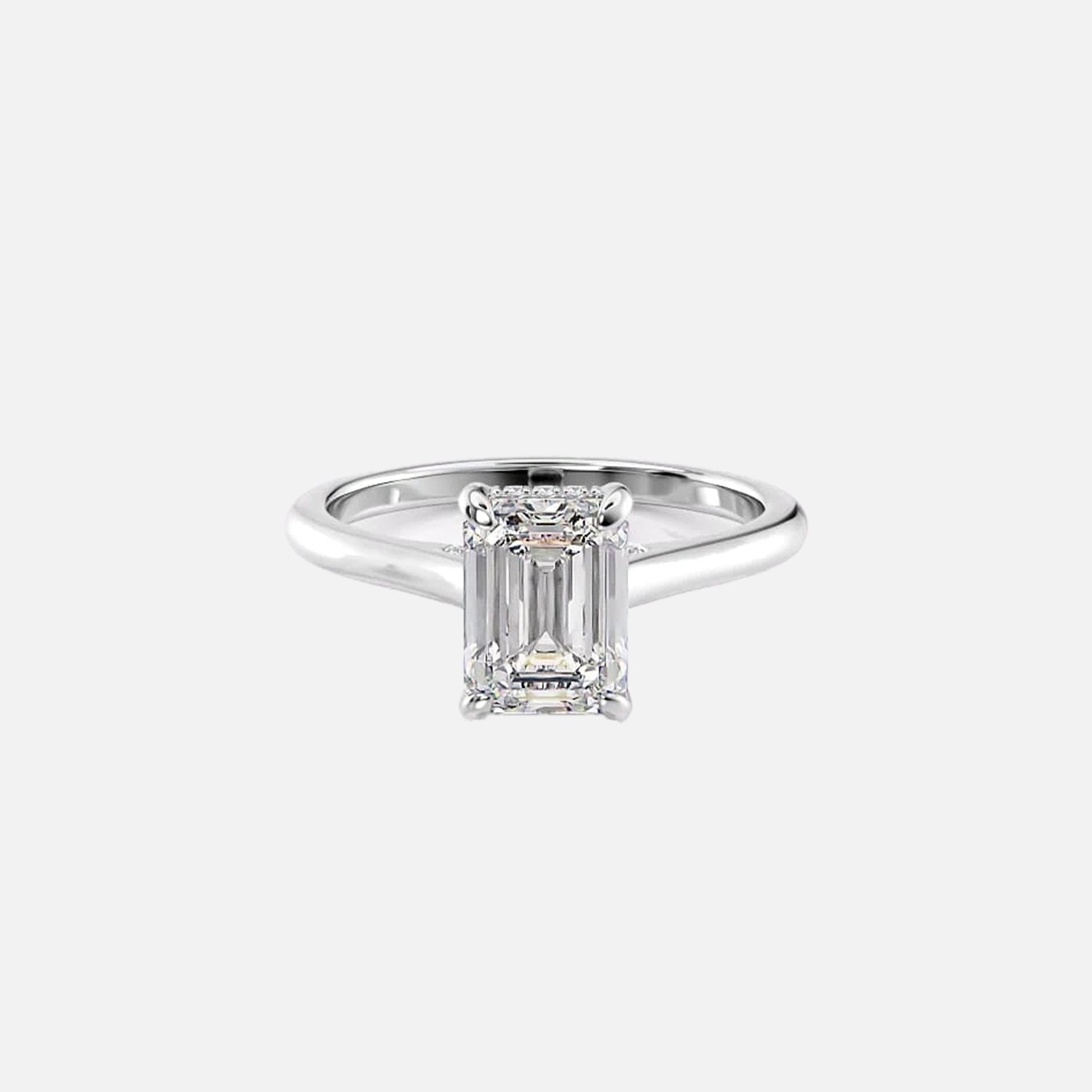  The Solitaire Natalie Emerald Moissanite Ring 14k White Gold 001