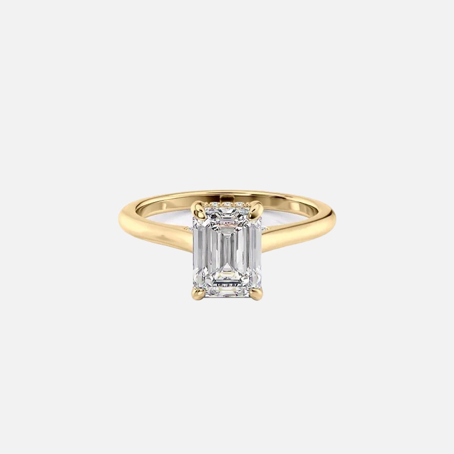 The Solitaire Natalie Emerald Moissanite Ring 14k Yellow Gold 001