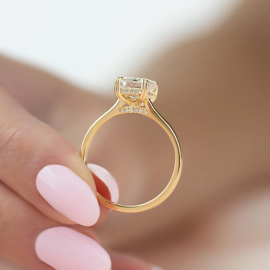  The Solitaire Natalie Emerald Moissanite Ring 14k Yellow Gold 004 Final