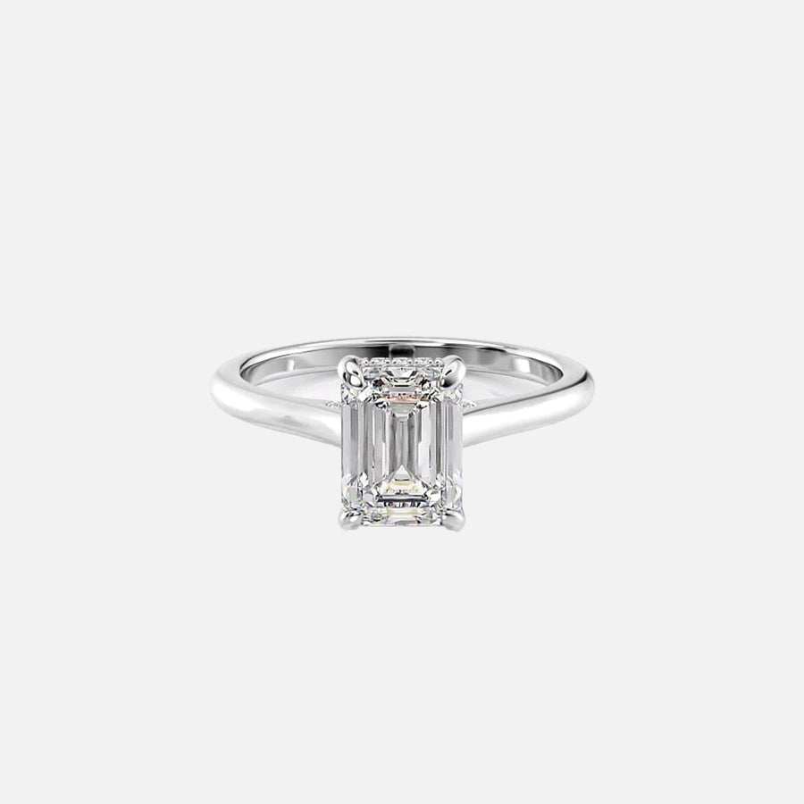  The Solitaire Natalie Emerald Moissanite Ring 18k White Gold 001