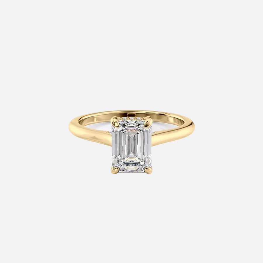  The Solitaire Natalie Emerald Moissanite Ring 18k Yellow Gold 001