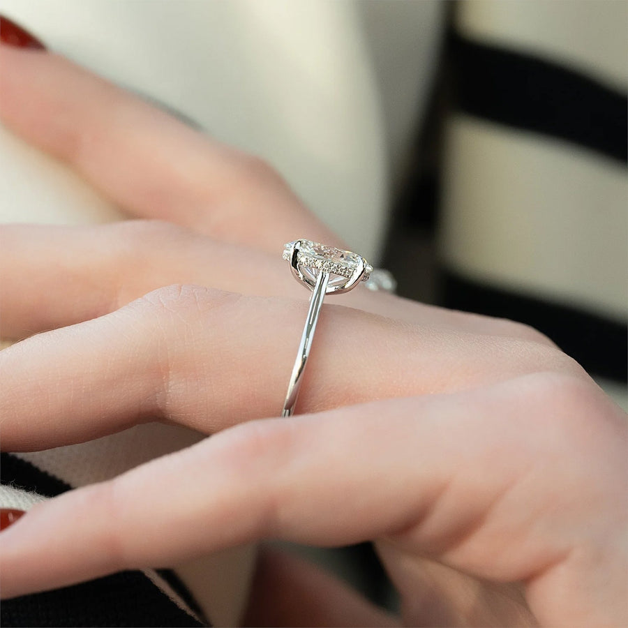  The Solitaire Natalie Oval Lab Diamond Ring 18k White Gold 003