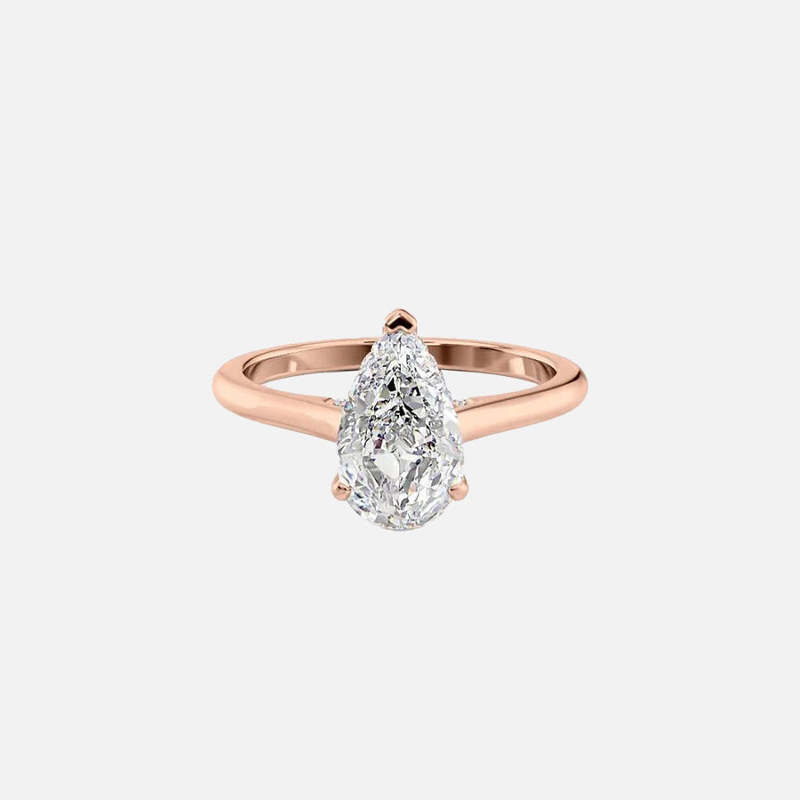  The Solitaire Natalie Pear Moissanite Ring 14k Rose Gold 001