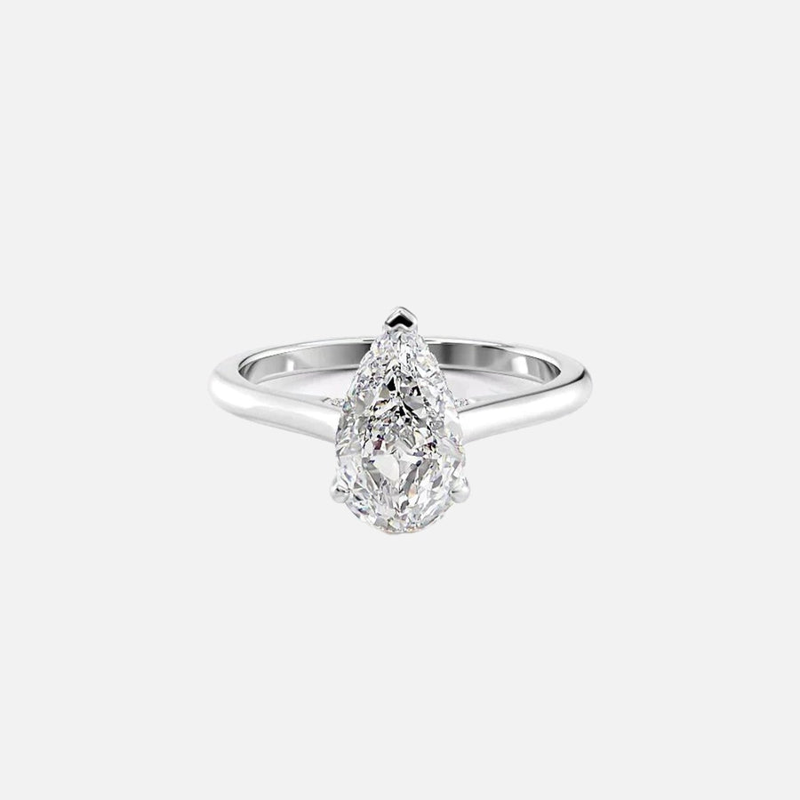  The Solitaire Natalie Pear Moissanite Ring 14k White Gold 001