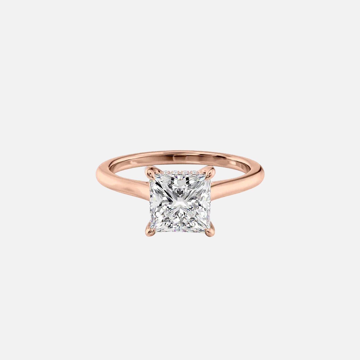  The Solitaire Natalie Princess Moissanite Ring 14k Rose Gold 001