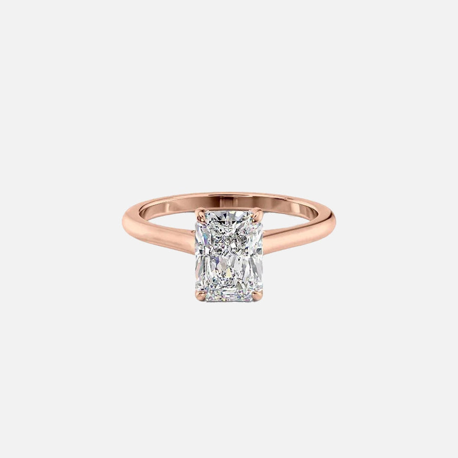  The Solitaire Natalie Radiant Moissanite Ring 14k Rose Gold 001