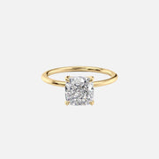 The Solitaire Nelly Cushion Lab Diamond Ring 14k Yellow Gold 001