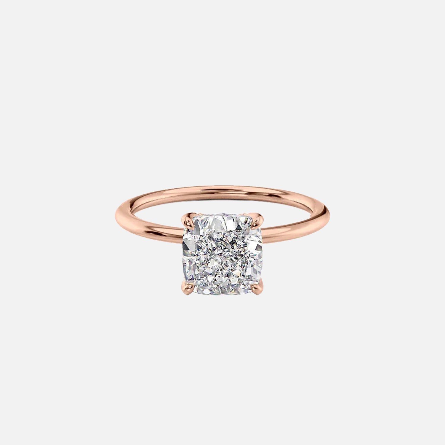  The Solitaire Nelly Cushion Moissanite Ring 14k Rose Gold 001