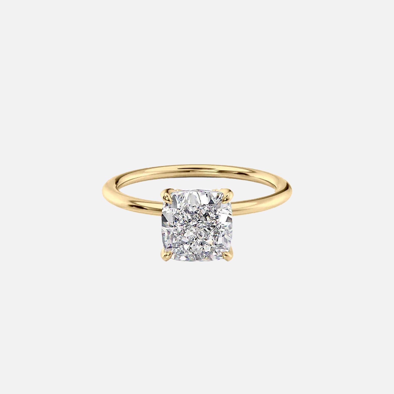The Solitaire Nelly Cushion Moissanite Ring 14k Yellow Gold 001