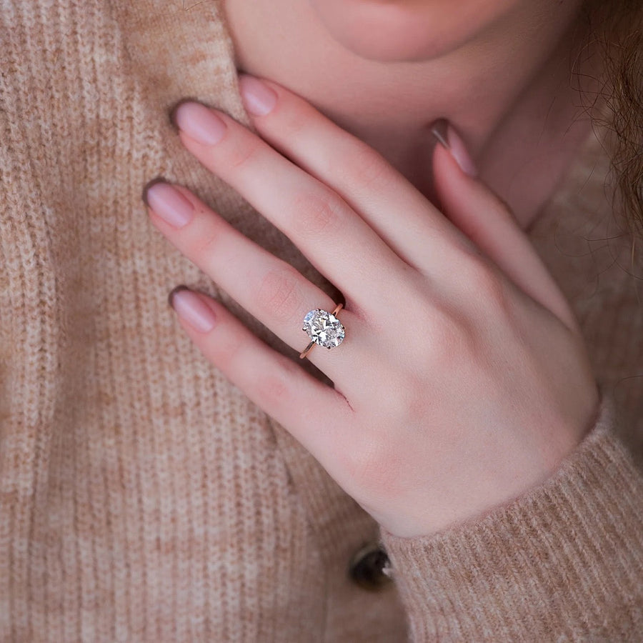  The Solitaire Nelly Oval Lab Diamond Ring 18k Rose Gold 003