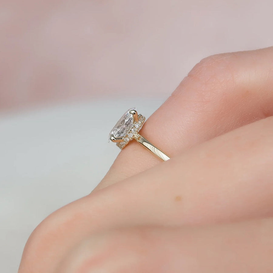 The Solitaire Nelly Oval Moissanite Ring 14k Yellow Gold 003