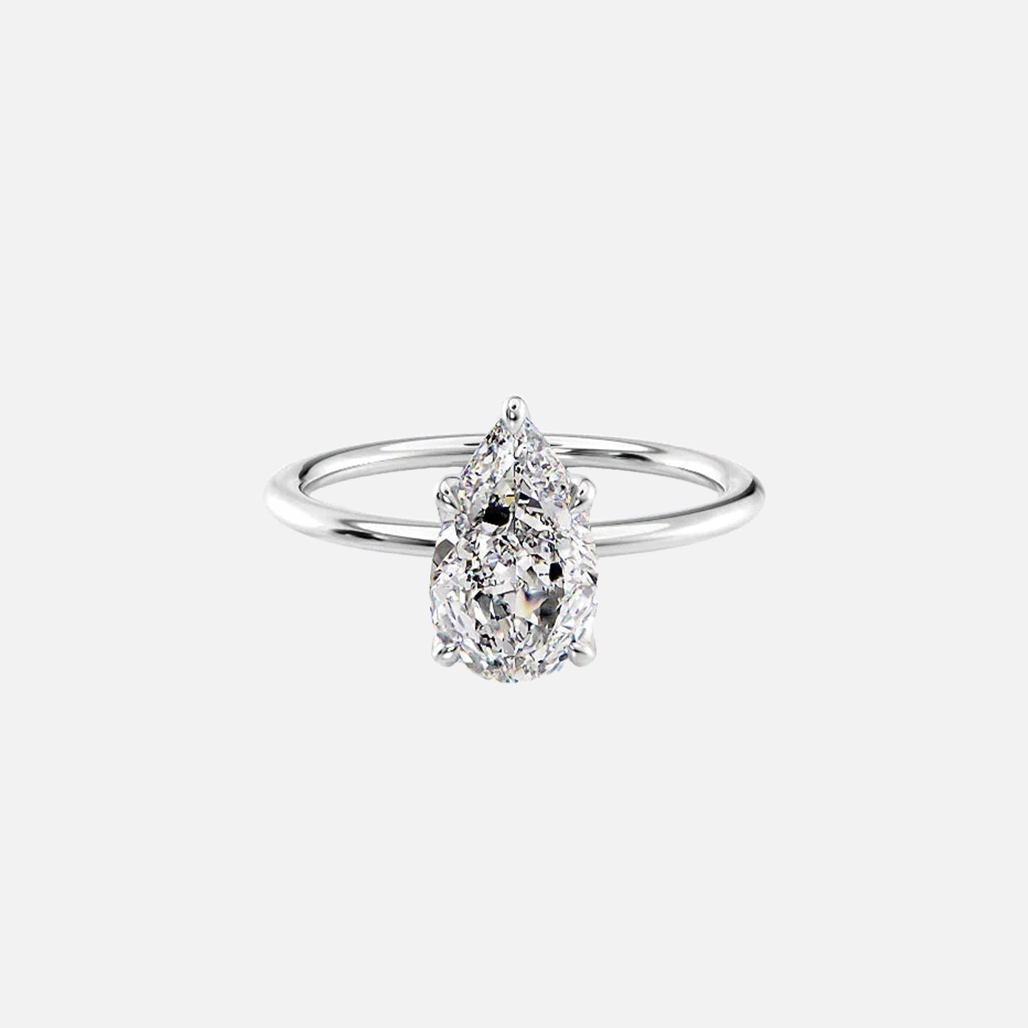  The Solitaire Nelly Pear Lab Diamond Ring 14k White Gold 001