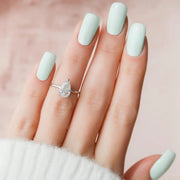  The Solitaire Nelly Pear Moissanite Ring 14k White Gold 003
