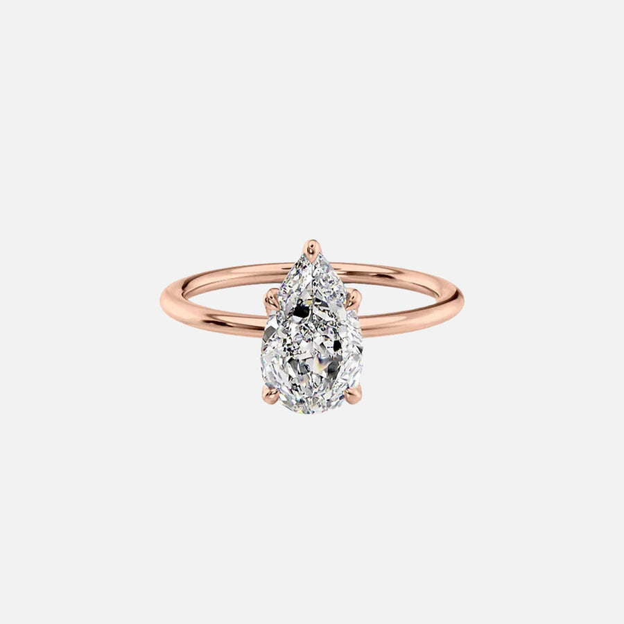  The Solitaire Nelly Pear Moissanite Ring 18k Rose Gold 001