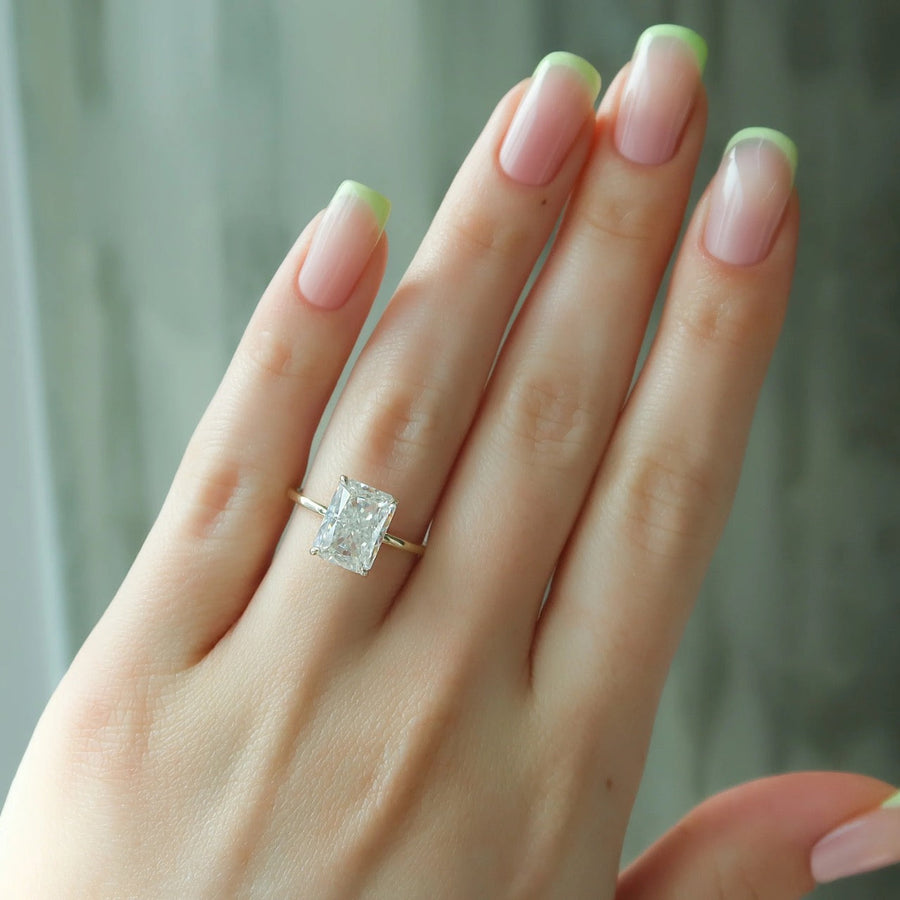  The Solitaire Nelly Radiant Moissanite Ring 14k Yellow Gold 003