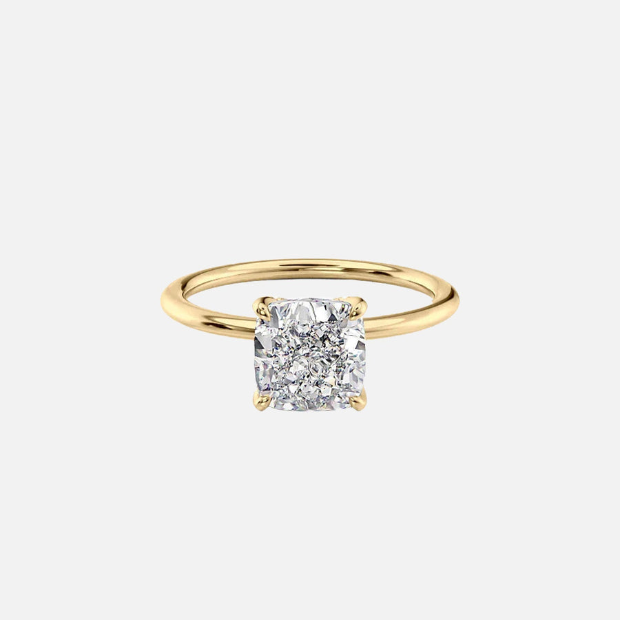  The Solitaire Petal Kamellie Cushion Moissanite Ring 18k Yellow Gold 001