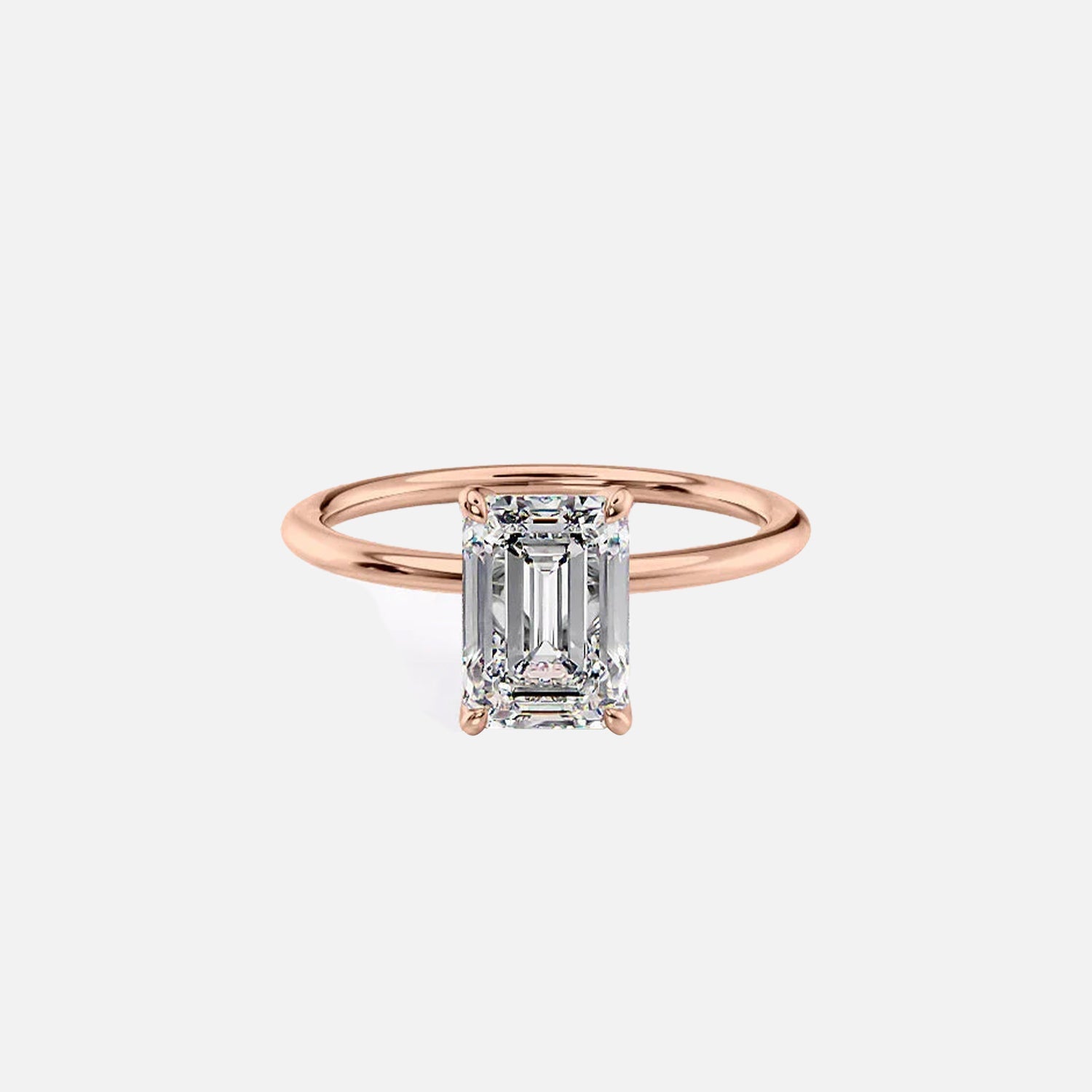  The Solitaire Petal Kamellie Emerald Lab Diamond Ring 14k Rose Gold 001
