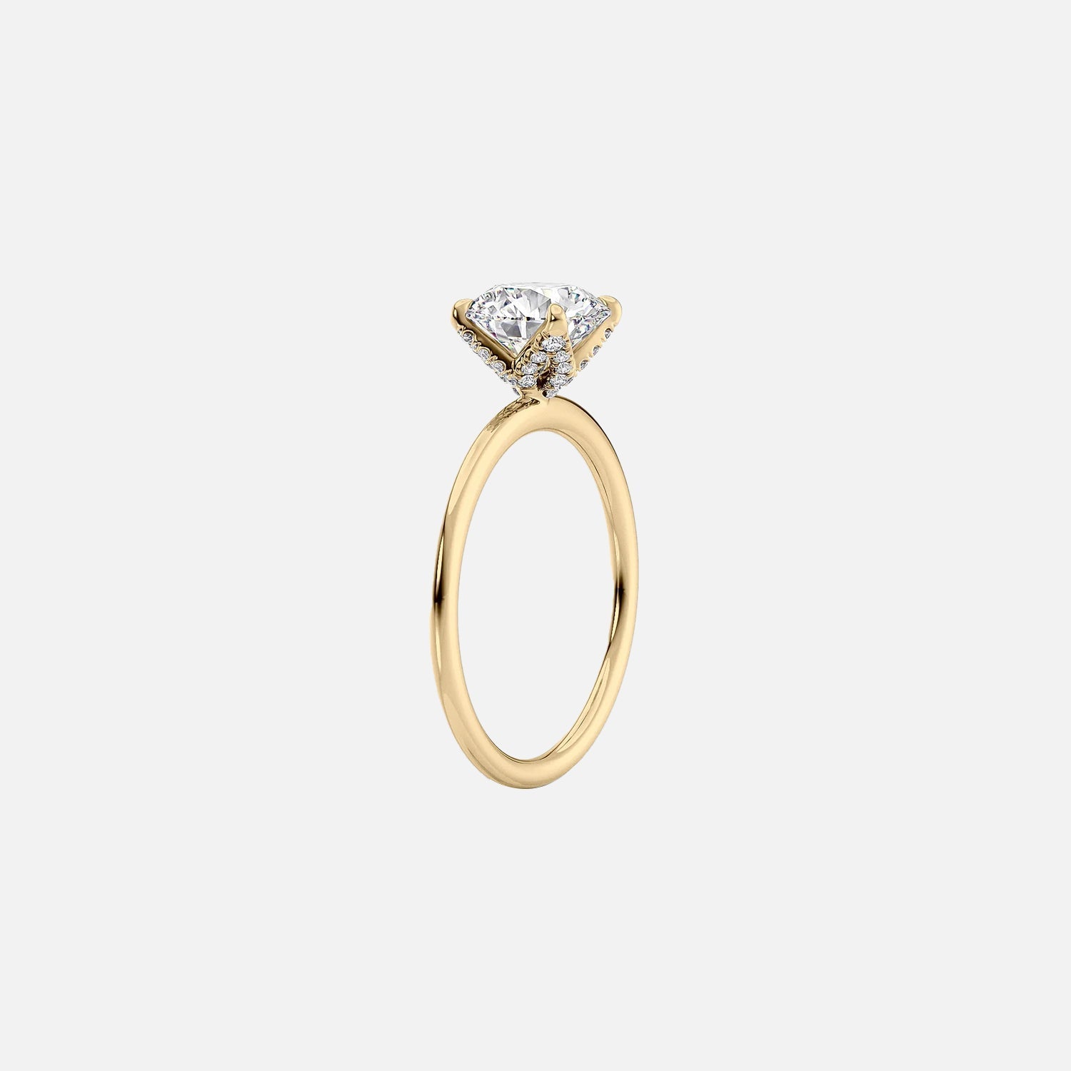  The Solitaire Petal Kamellie Emerald Moissanite Ring 14k Yellow Gold 002