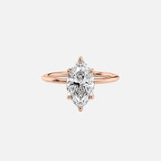  The Solitaire Petal Kamellie Marquise Lab Diamond Ring 14k Rose Gold 001