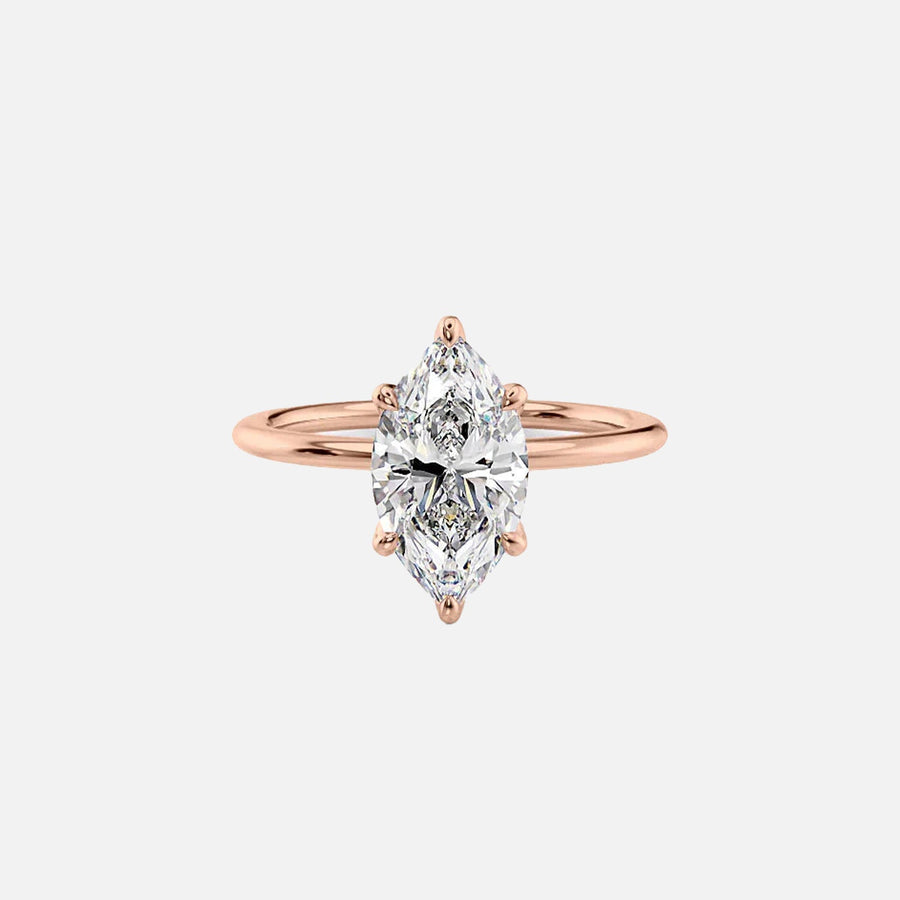  The Solitaire Petal Kamellie Marquise Lab Diamond Ring 14k Rose Gold 001