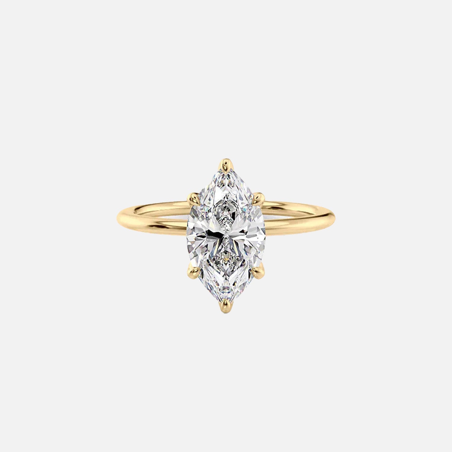 The Solitaire Petal Kamellie Marquise Lab Diamond Ring 14k Yellow Gold 001