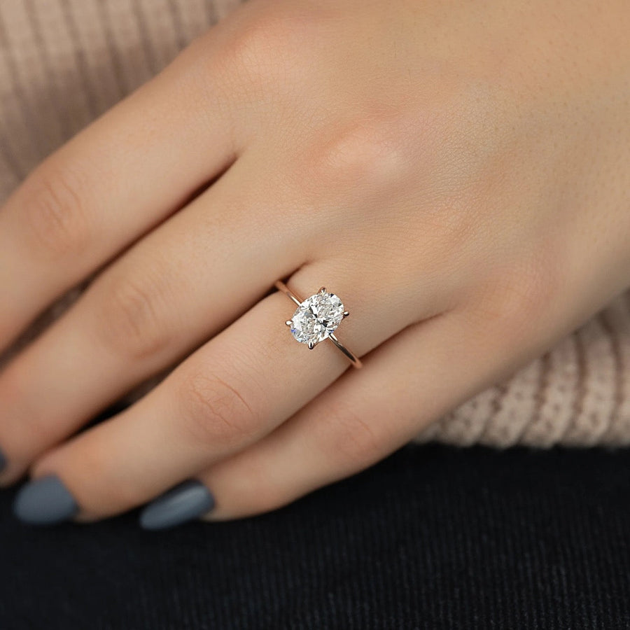  The Solitaire Petal Kamellie Oval Lab Diamond Ring 18k Rose Gold 003