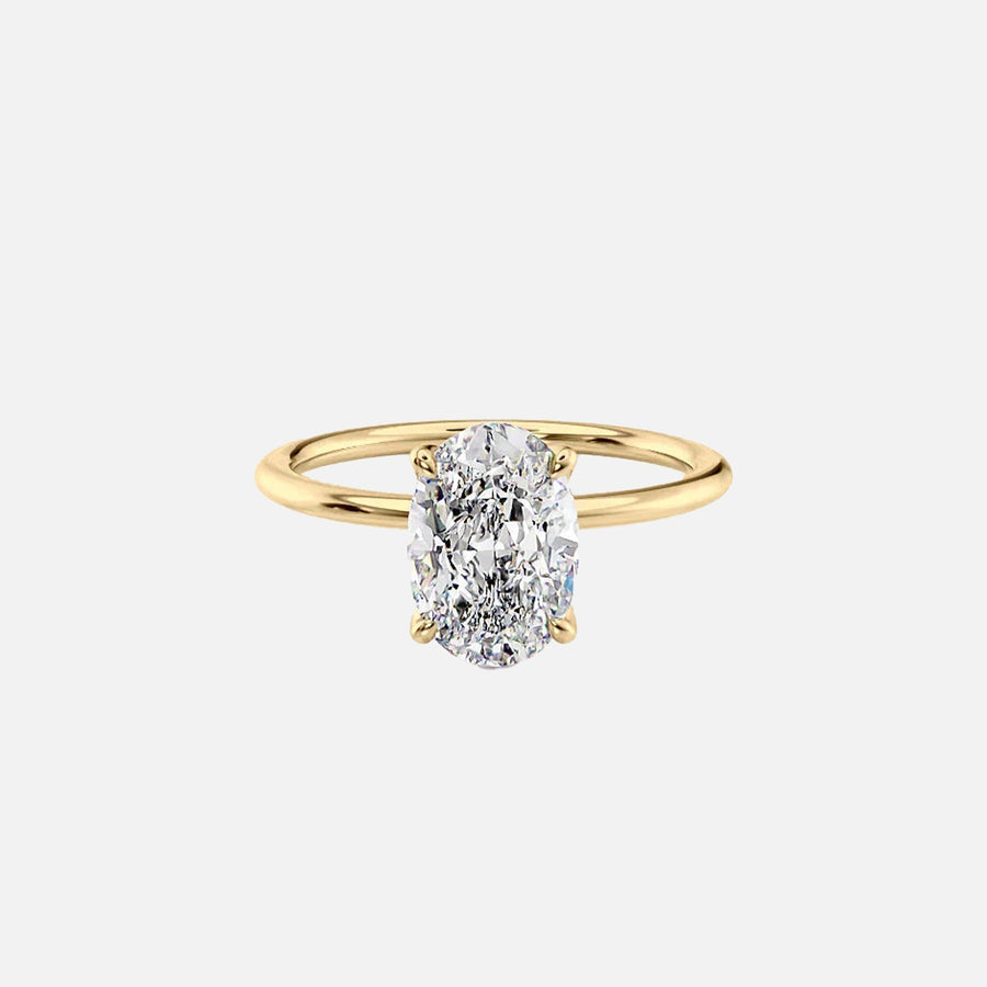  The Solitaire Petal Kamellie Oval Lab Diamond Ring 18k Yellow Gold 001
