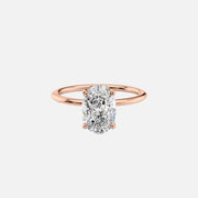  The Solitaire Petal Kamellie Oval Moissanite Ring 14k Rose Gold 001