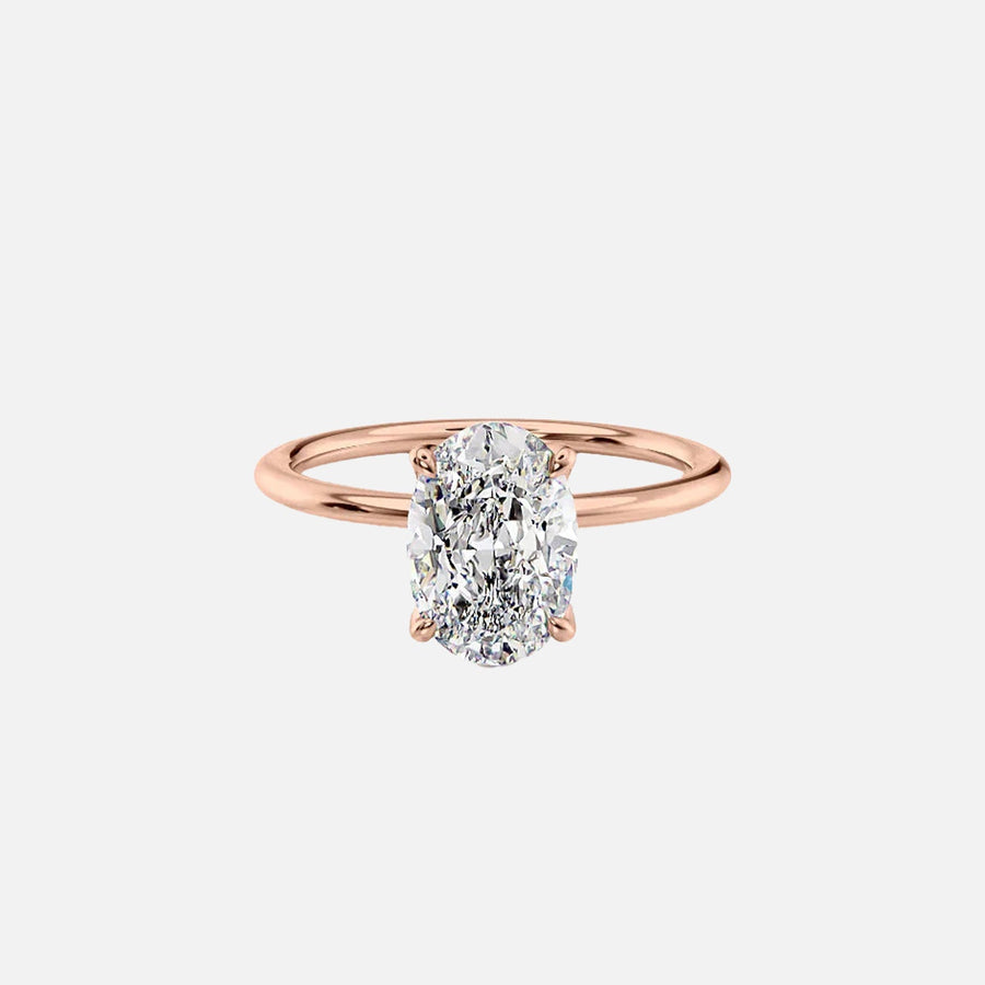  The Solitaire Petal Kamellie Oval Moissanite Ring 18k Rose Gold 001