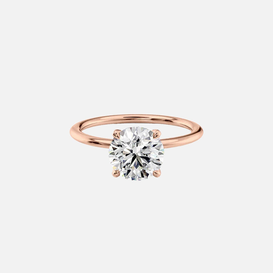  The Solitaire Petal Kamellie Round Lab Diamond Ring 18k Rose Gold 001