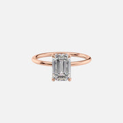  The Solitaire Sarah Emerald Moissanite Ring 14k Rose Gold 001