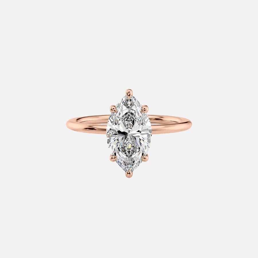  The Solitaire Sarah Marquise Moissanite Ring 14k Rose Gold 001