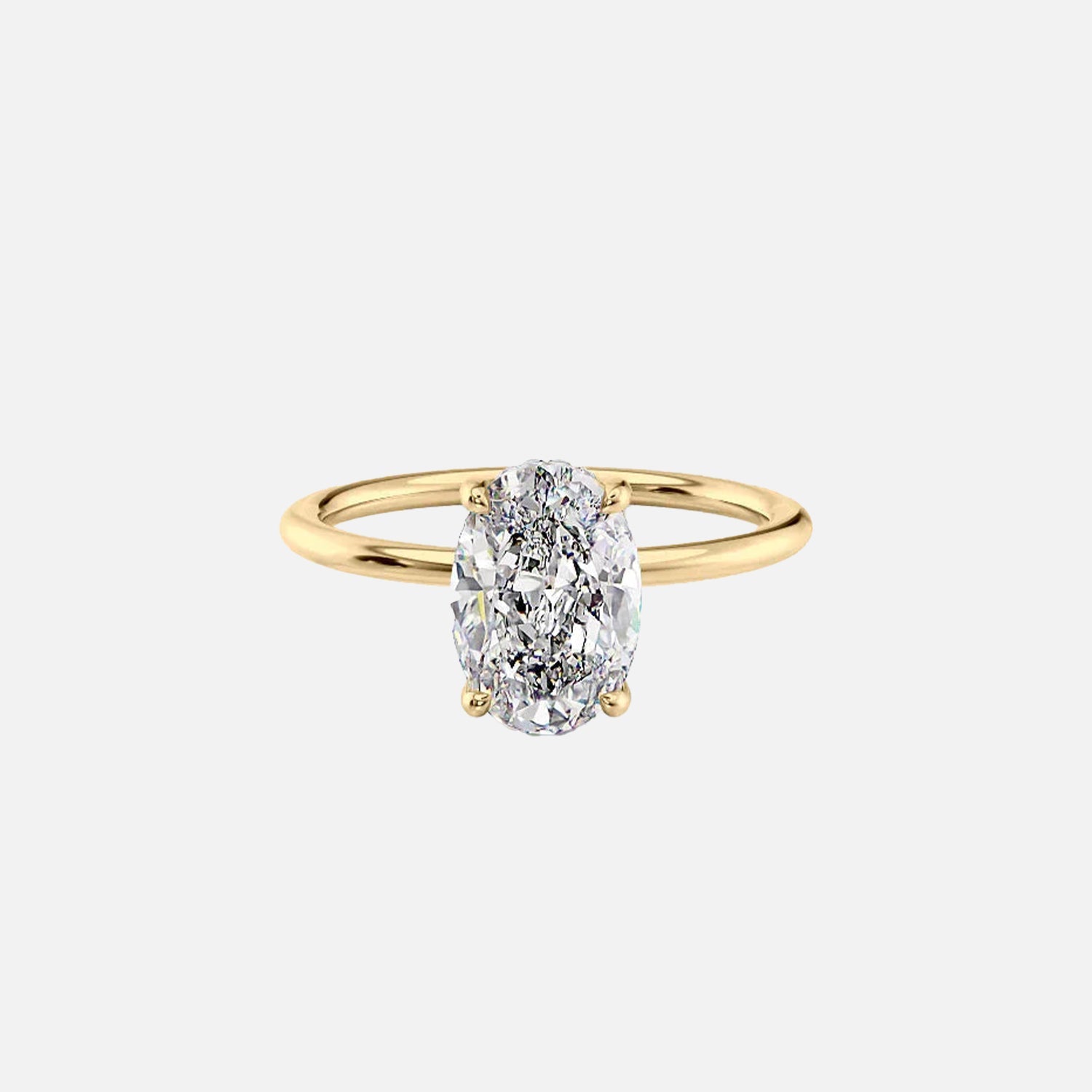 The Solitaire Sarah Oval Lab Diamond Ring 14k Yellow Gold 001