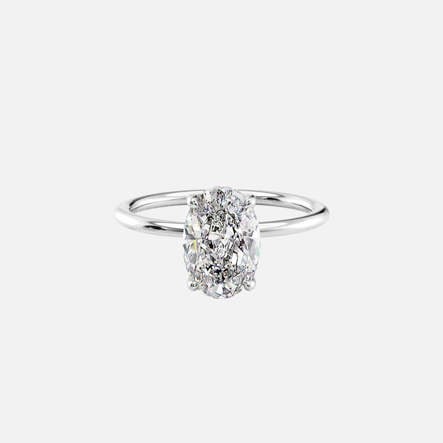  The Solitaire Sarah Oval Moissanite Ring 14k White Gold 001