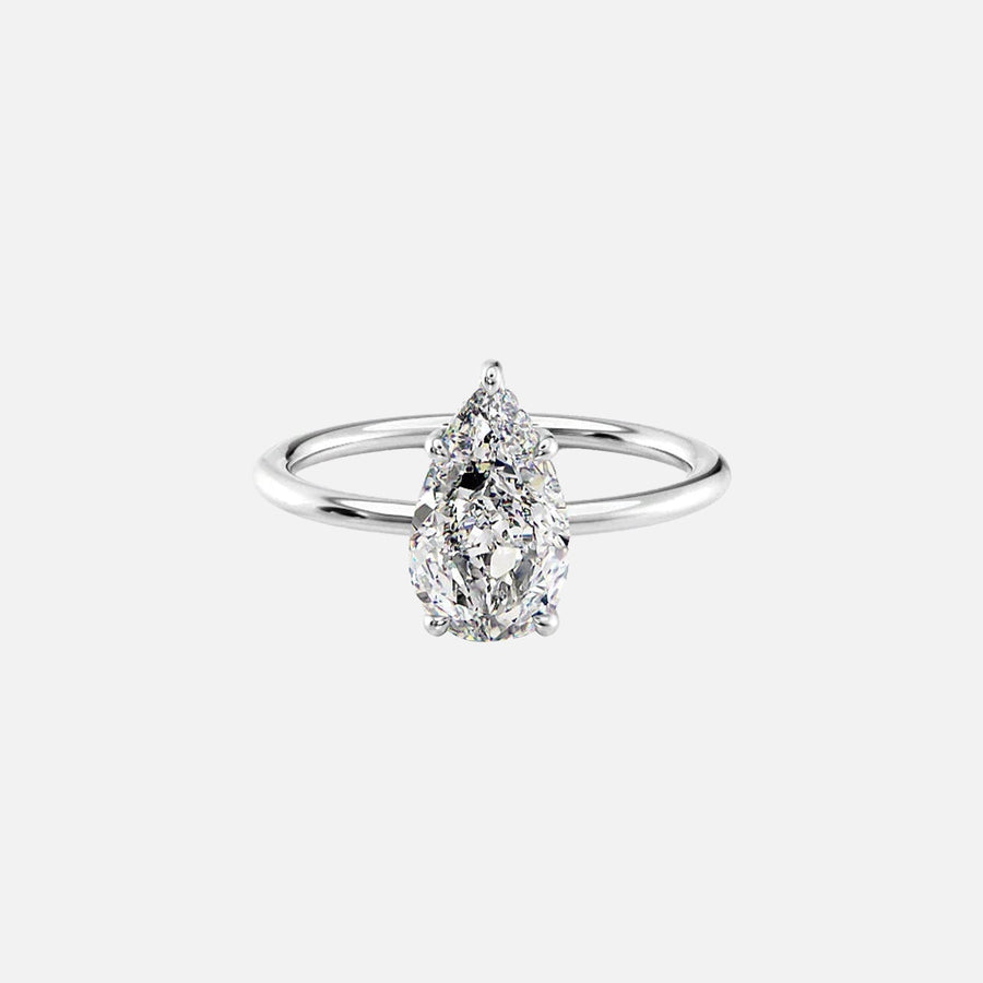  The Solitaire Sarah Pear Moissanite Ring 14k White Gold 001
