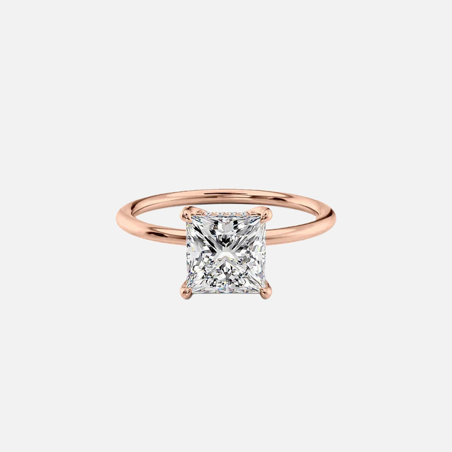  The Solitaire Sarah Princess Moissanite Ring 14k Rose Gold 001