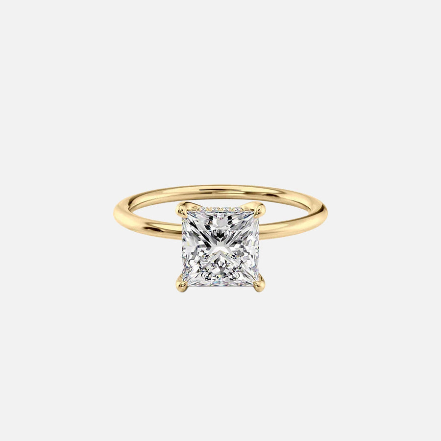 The Solitaire Sarah Princess Moissanite Ring 14k Yellow Gold 001