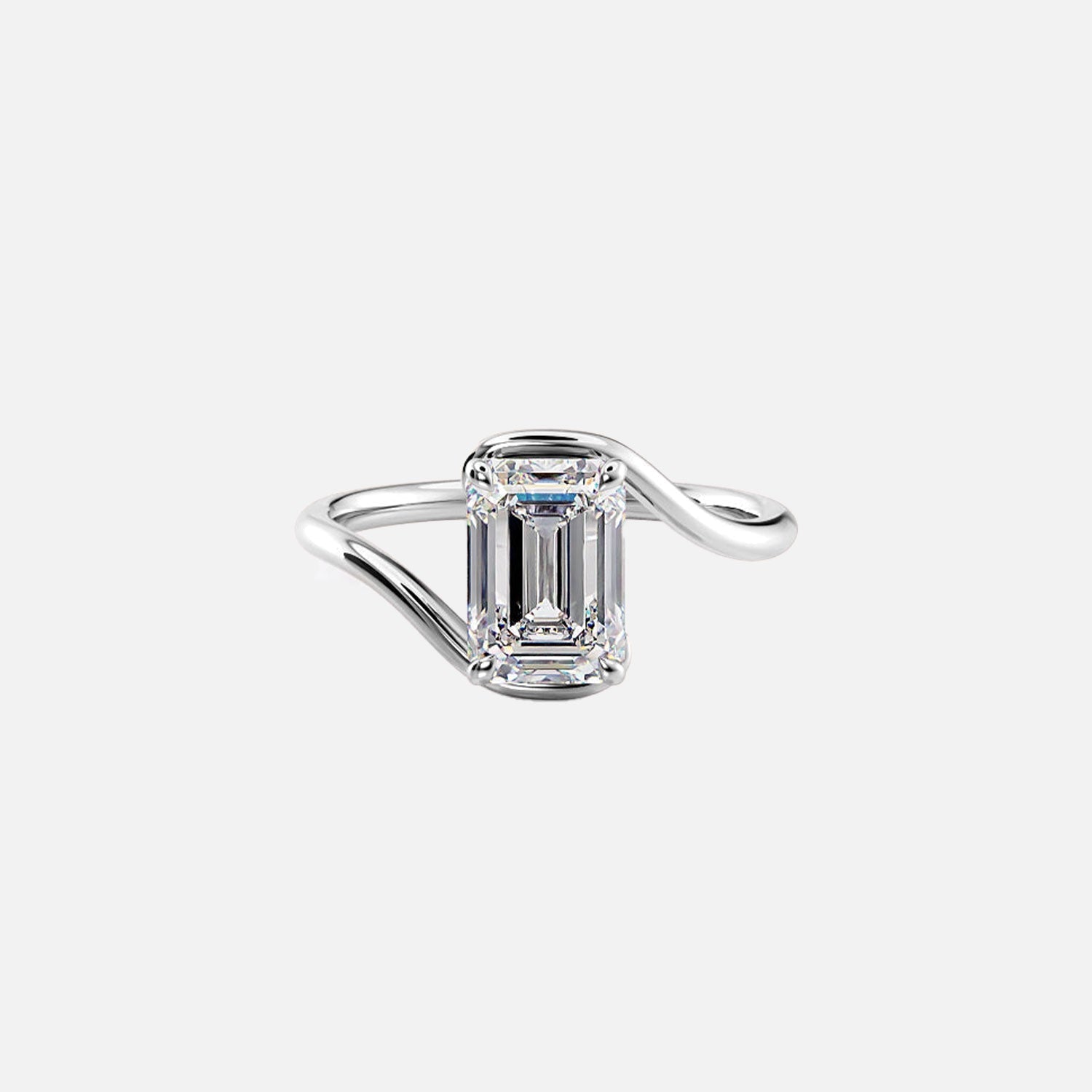  The Solitaire Skyler Emerald Lab Diamond Ring 14k White Gold 001