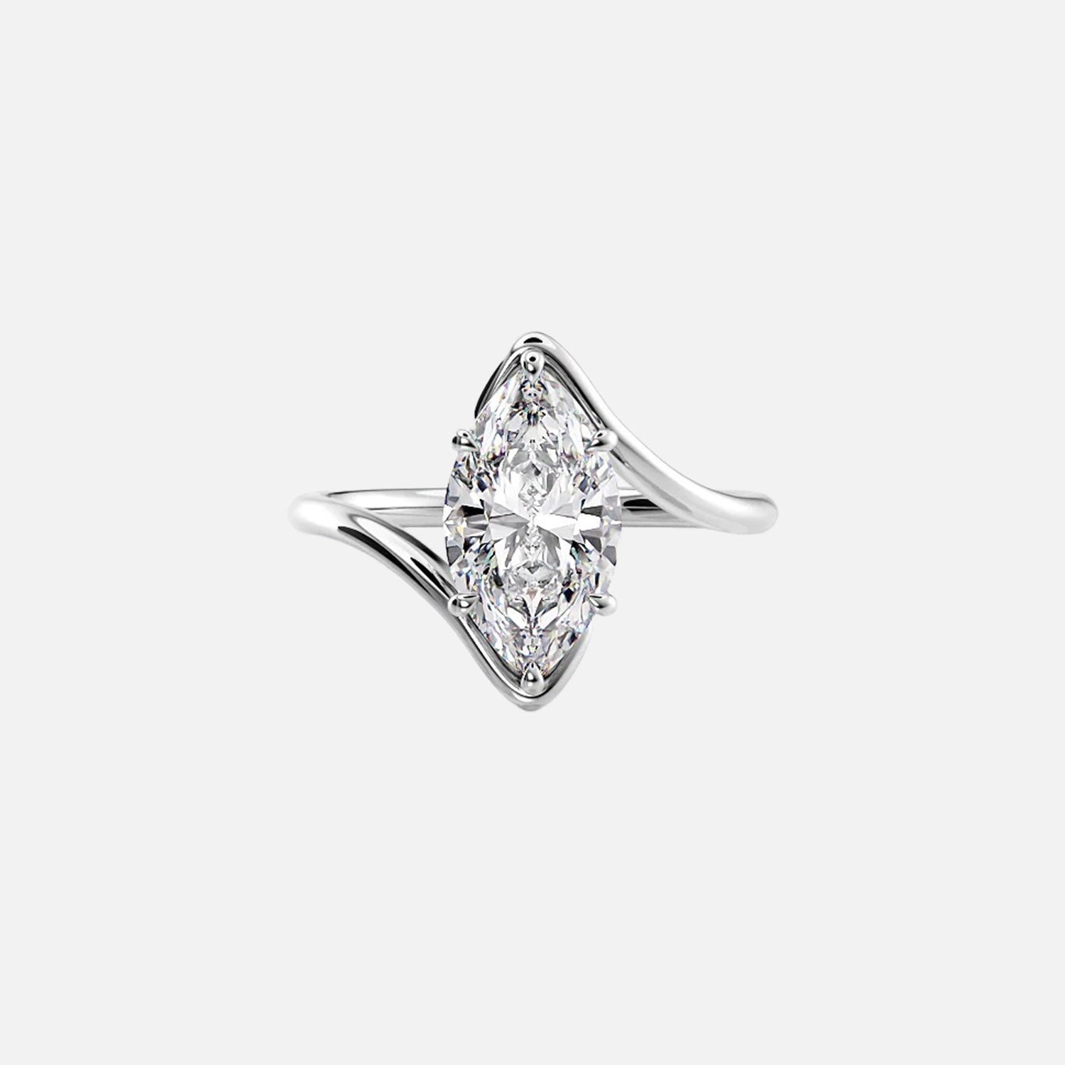  The Solitaire Skyler Marquise Moissanite Ring 14k White Gold 001