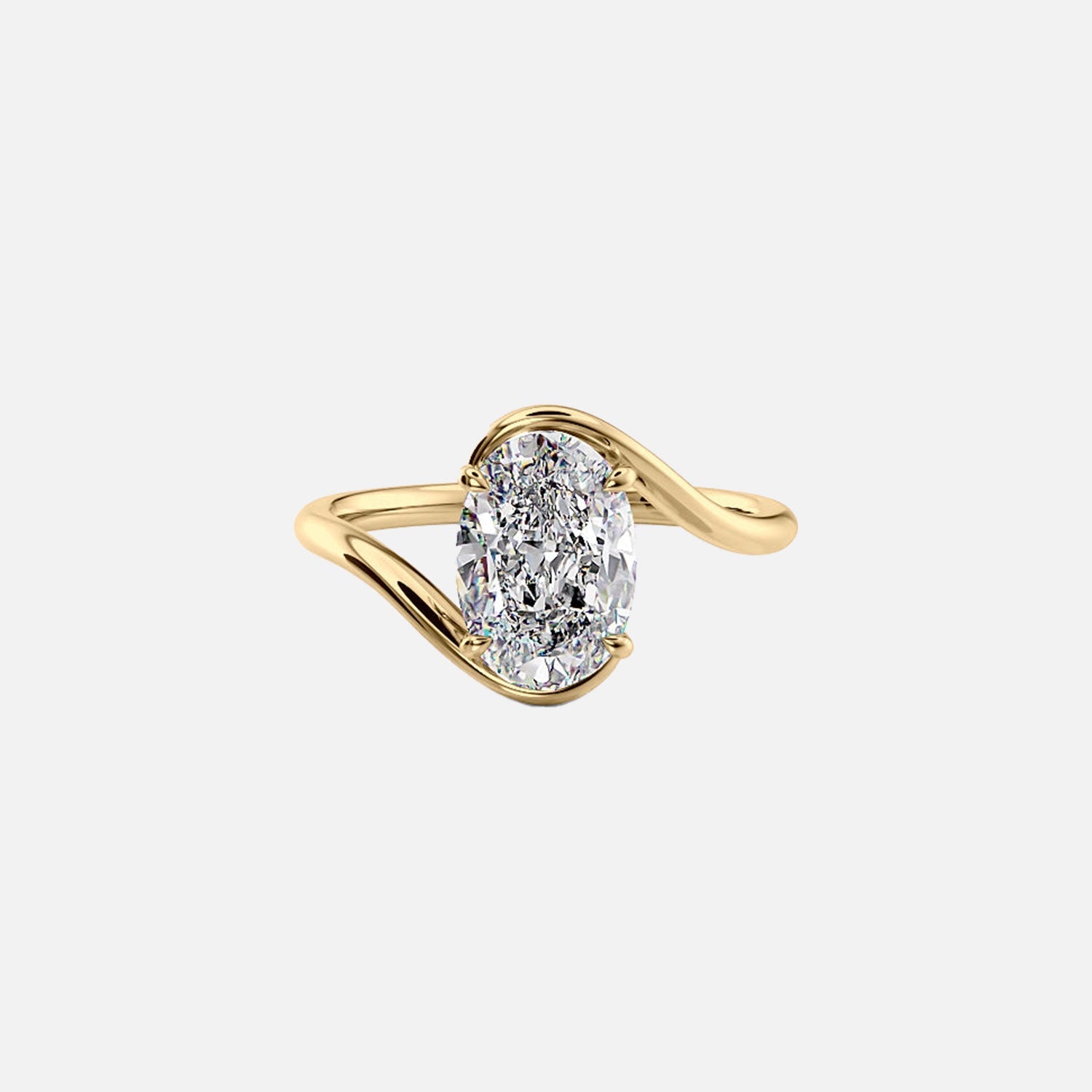The Solitaire Skyler Oval Moissanite Ring 14k Yellow Gold 001