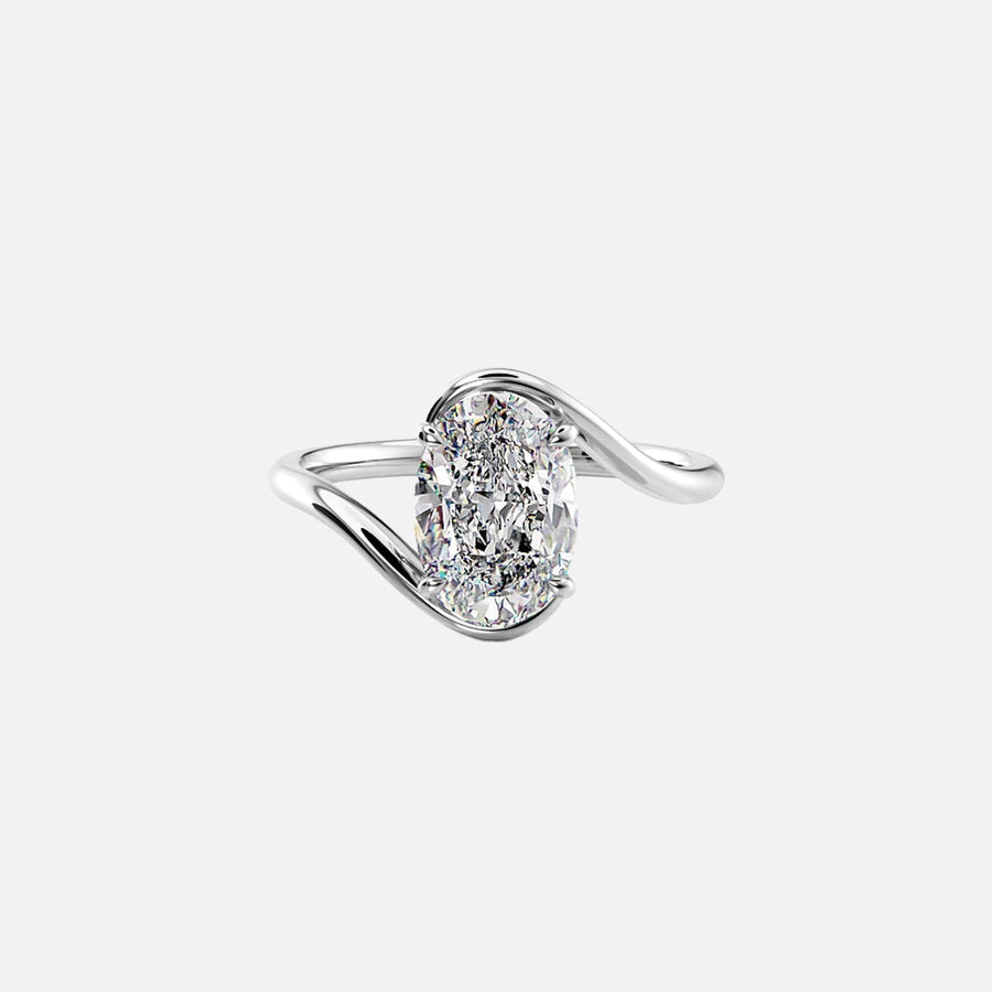  The Solitaire Skyler Oval Moissanite Ring 18k White Gold 001
