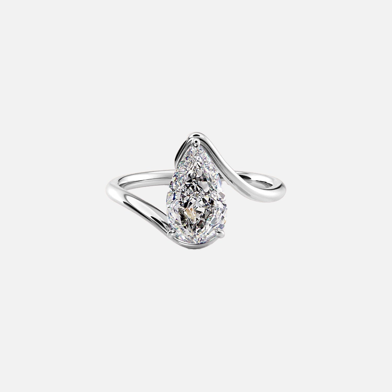  The Solitaire Skyler Pear Lab Diamond Ring 14k White Gold 001